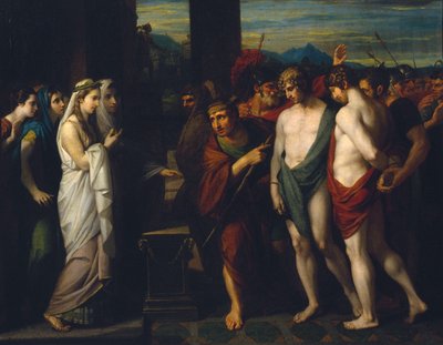 Pílades y Orestes Traídos como Víctimas ante Ifigenia de Benjamin West